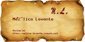 Málics Levente névjegykártya